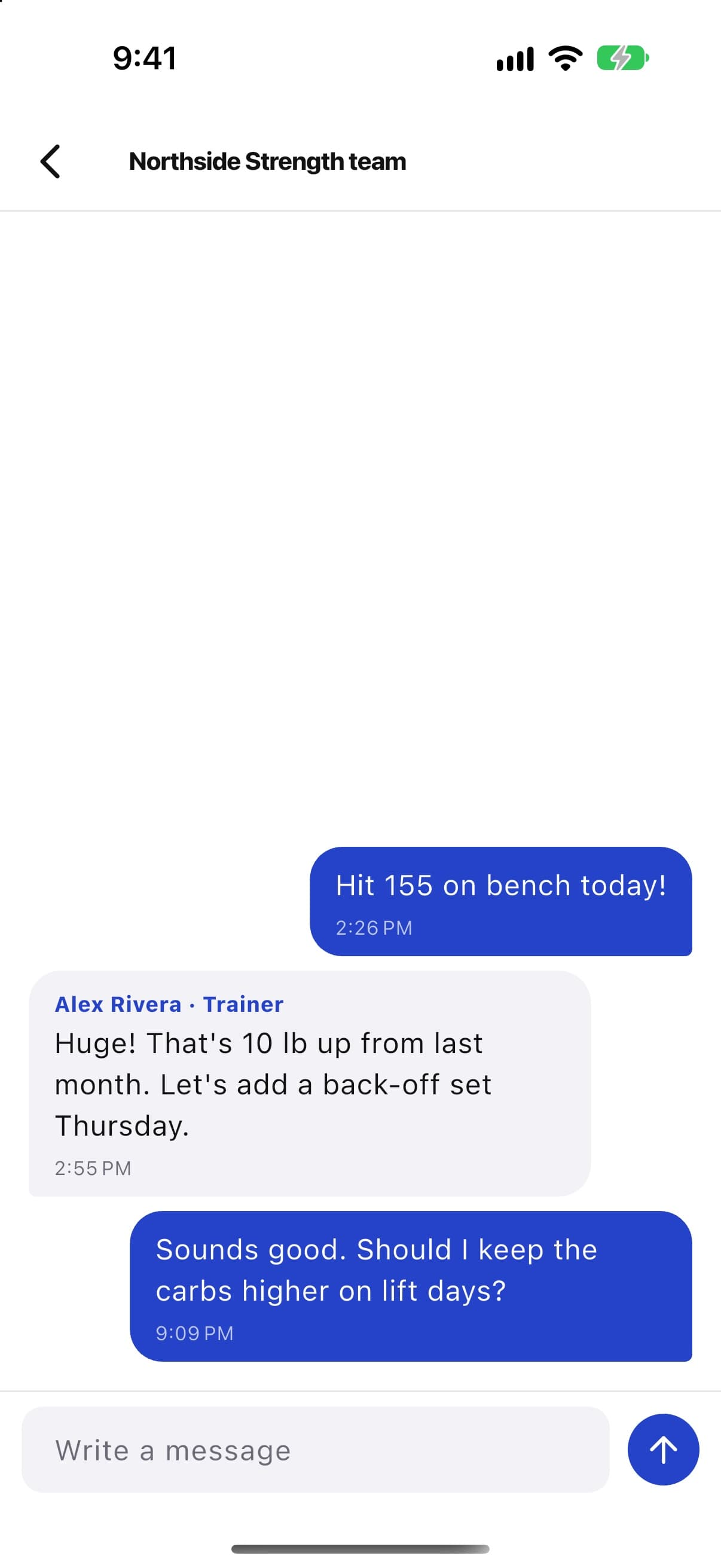 A member chatting with their trainer